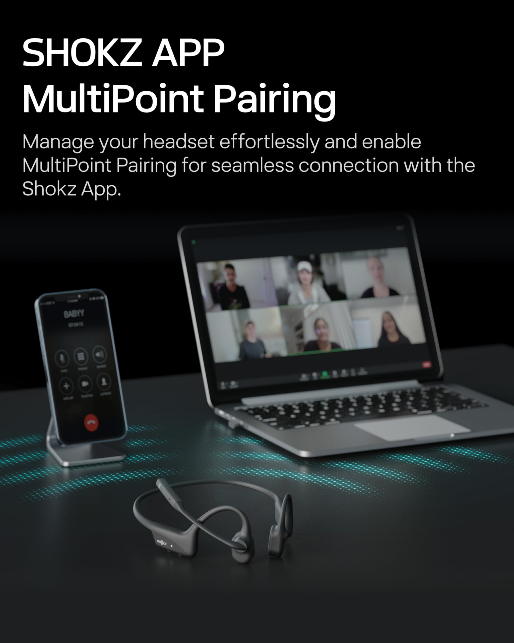 Open-Ear-Bluetooth-Headset OpenComm2 2025 mit Knochenleitung, 16 Std. Akku und Schnellladung