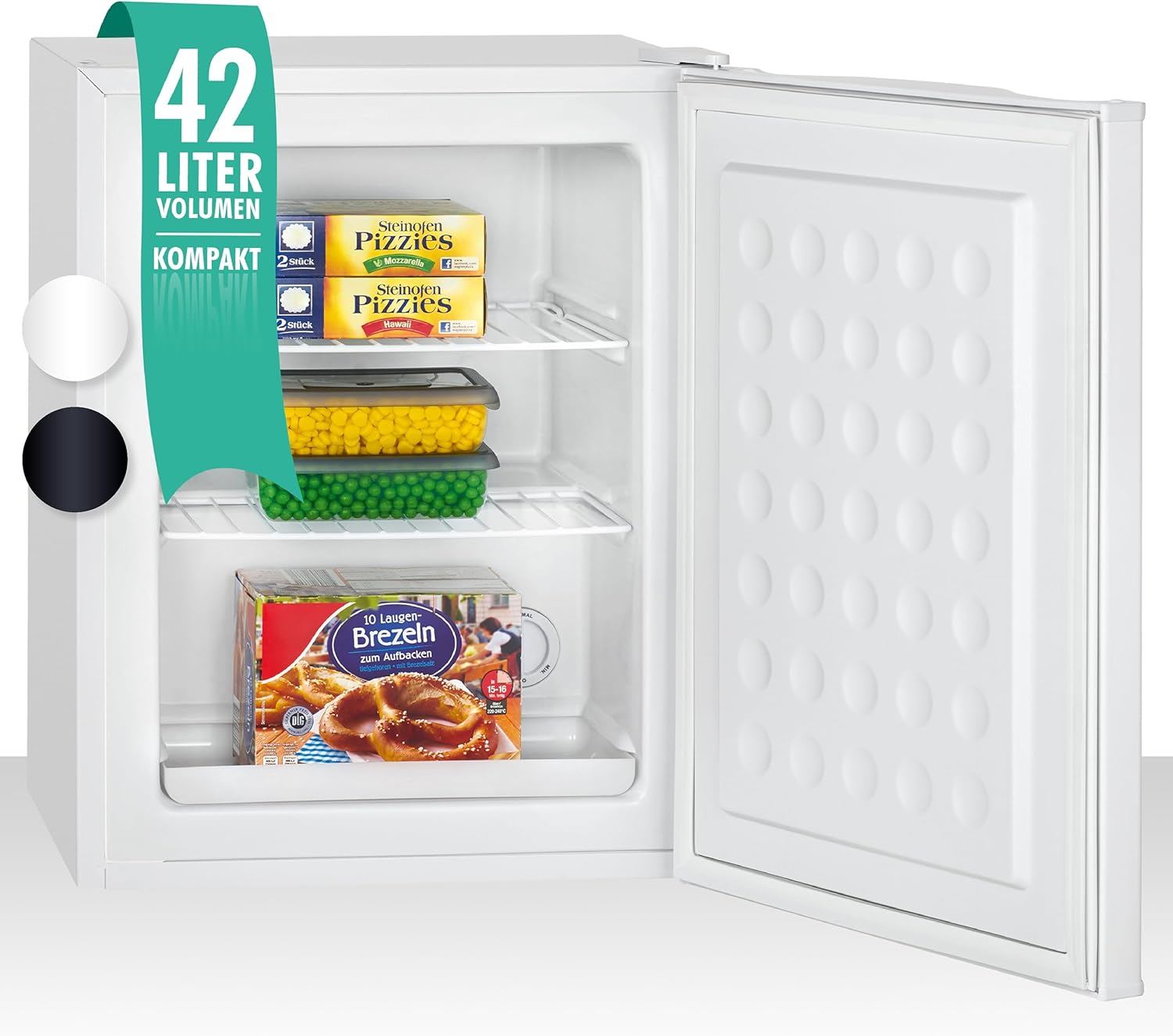 Bomann® Gefrierschrank klein mit 42L Nutzinhalt | Mini Gefrierschrank mit 2 herausnehmbaren Gitterablagen | Gefrierschrank mit wechselbarem Türanschlag & stufenloser Temperaturreglung |GB 7236 schwarz