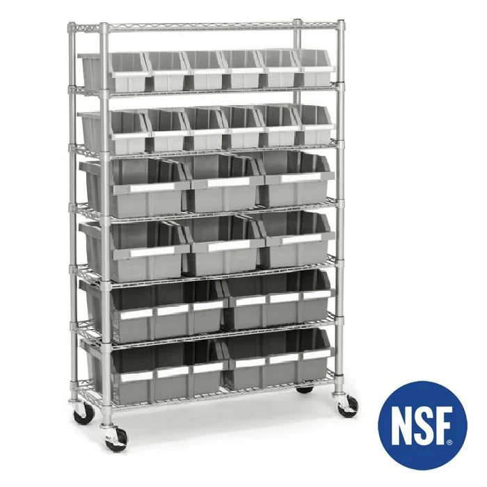 Scaffale NSF a 7 livelli con 22 contenitori