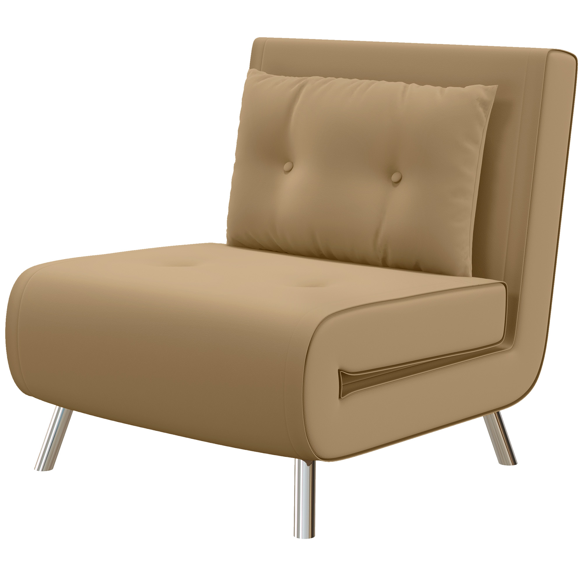 HOMCOM Liegesessel Sessel mit Liegefunktion Schlafsessel, Knopfheftung, Leinenoptik, 77 cm x 88 cm x 83 cm, Braun
