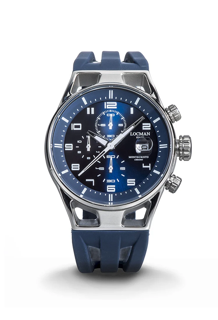 Locman Montecristo Chrono 41mm blu cinturino silicone 0542A02S-00BLWHSB