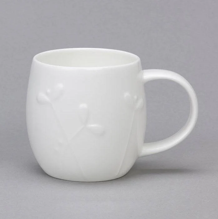 Plum Cress White Bone China Mug