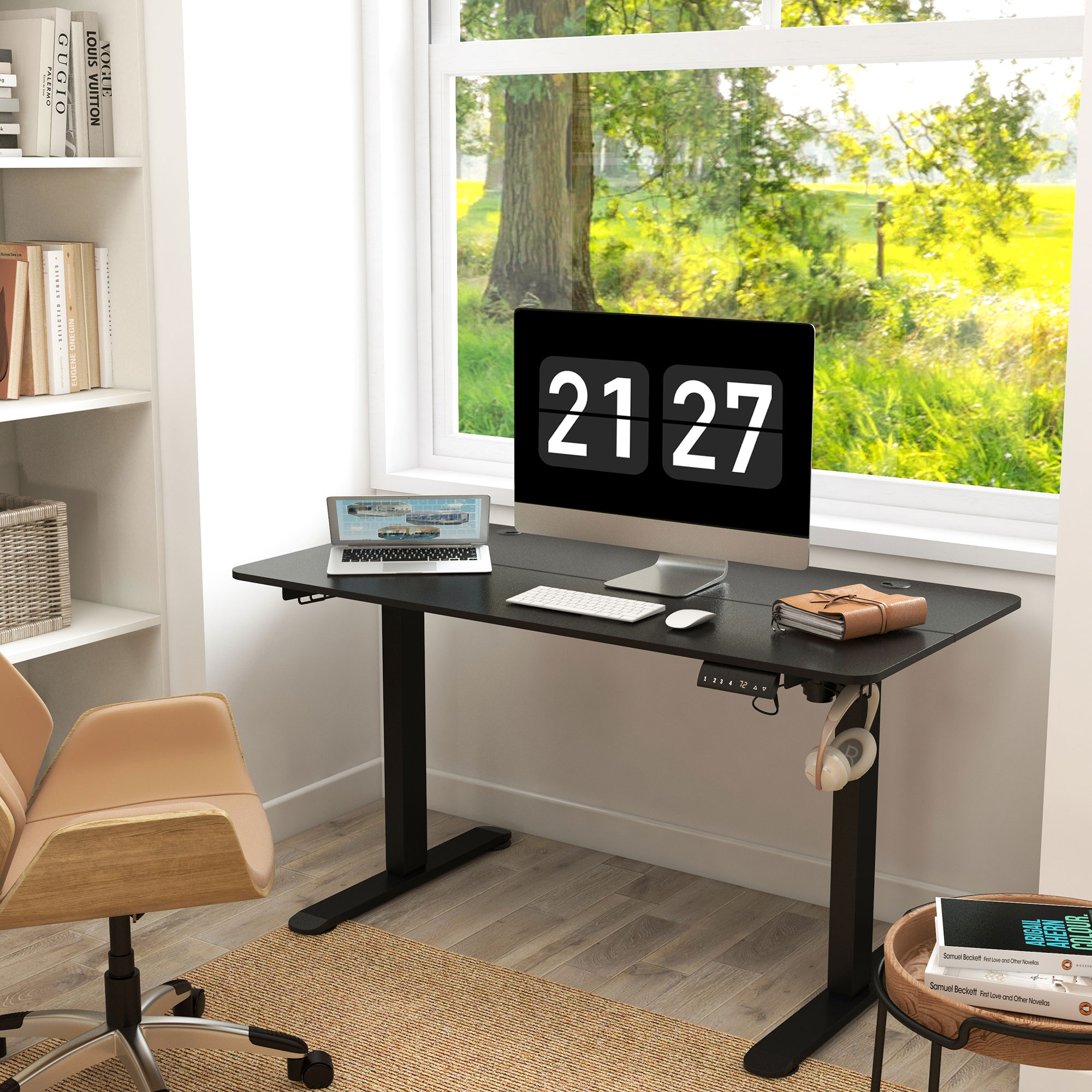Vinsetto Stehpult höhenverstellbarer Computertisch Schreibtisch, 140 cm x 70 cm x 116 cm, Schwarz