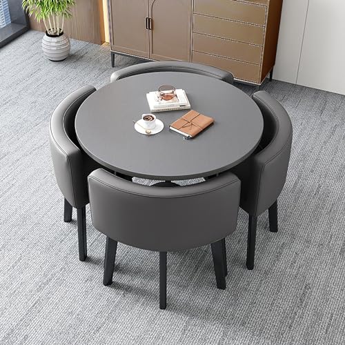 YHKJLYH Tavolo da Pranzo Piccolo per 4 Persone con Tavolo Rotondo e 4 sedie per Soggiorno, Combinazione tavolino e Sedia per Cucina, Ufficio, Balcone   Set di mobili per Sala da Pranzo familiare Com : Casa e cucina