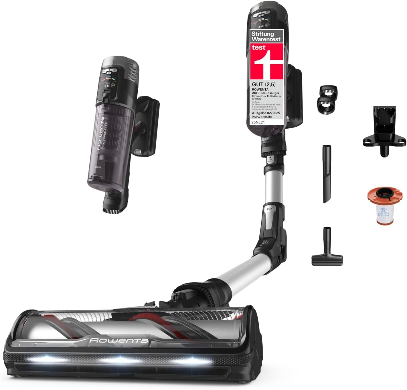 Rowenta X-Force Flex 13.60, aspirapolvere senza fili, moo allergico, pulizia profonda, giunto flessibile, 150 Watt, autonomia fino a 60 minuti, prodotto in France, RH9A36WV