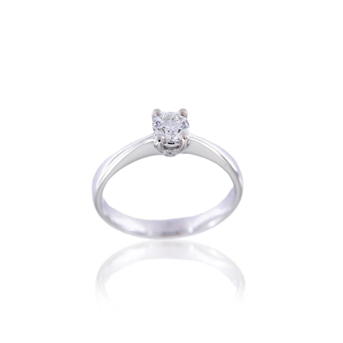 Solitario a griff in oro bianco e brillante ct 0,41 F VS1 certificato IGI