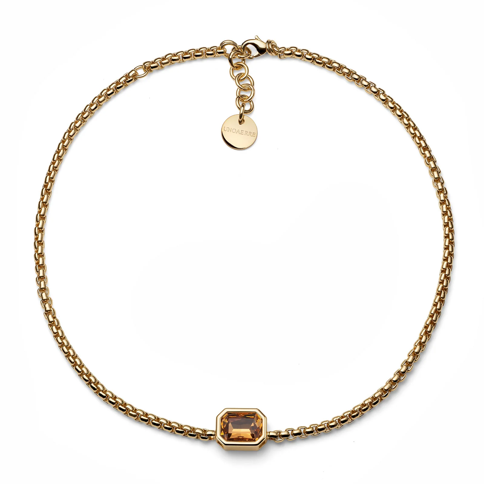 Collana Unoaerre catena veneziana Joya con cristallo giallo dorata 2828