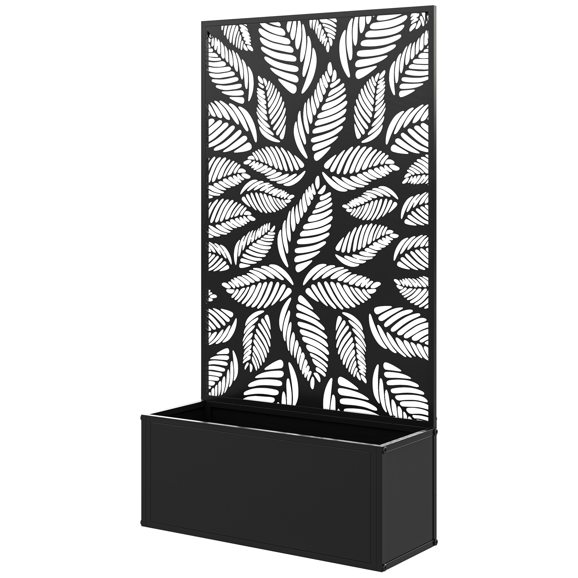 Outsunny Jardinière mit Gitter rechteckiger Blumenkasten große Größe Metallsichtschutzpaneel 61 x 23 x 113 cm Schwarz