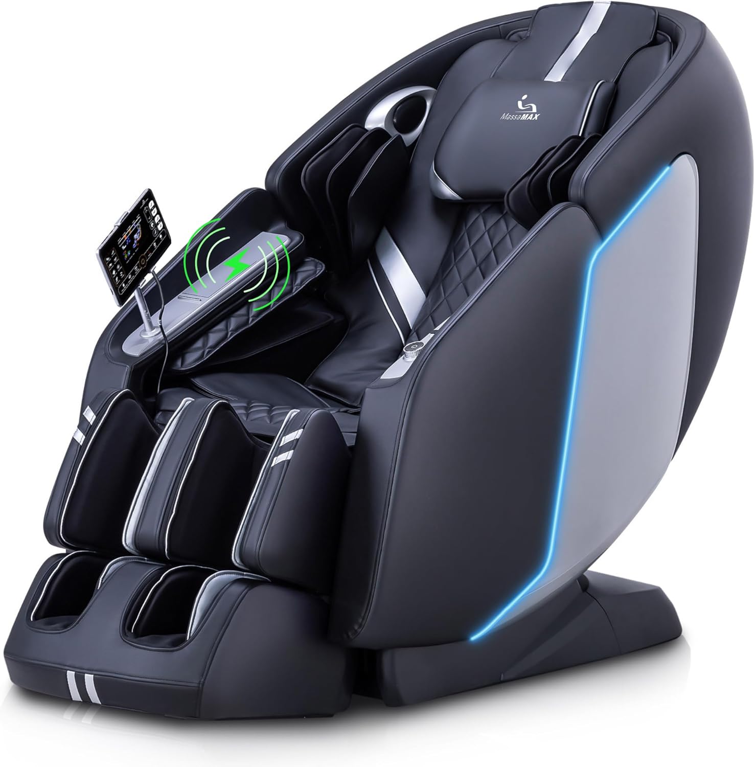 MassaMAX 4D Full Body Massage Chair with Zero Gravity, Extendable Footrest, SL Track, 15 Modes, AI Voice Control, Yoga Stretch, Foot Rollers, and Waist & Calves Heating Comfort with Cover (Black)