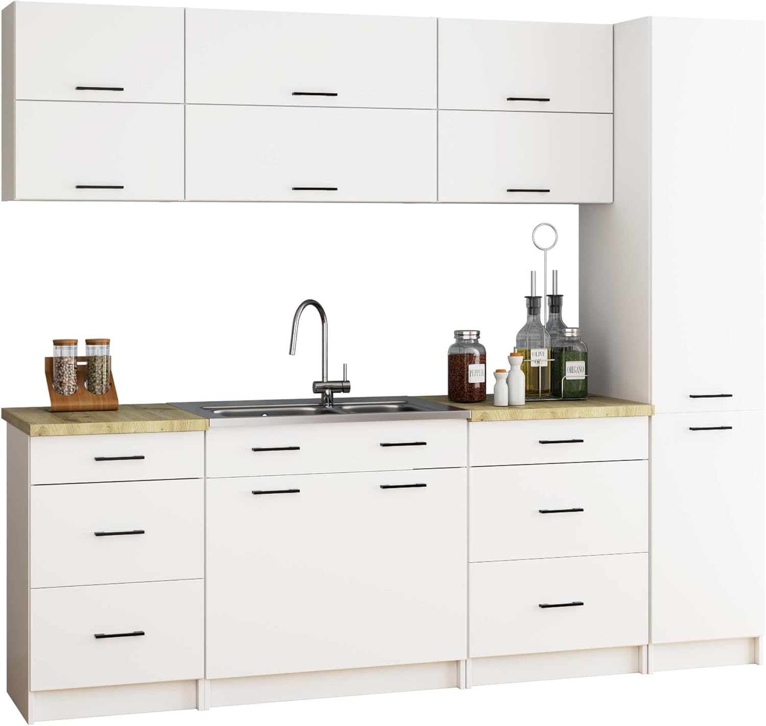 BDW - Colonna da Cucina - Armadio Largo 40 cm, Alto 205 cm, Profondo 57 cm - Spazioso per Provviste - Bianco