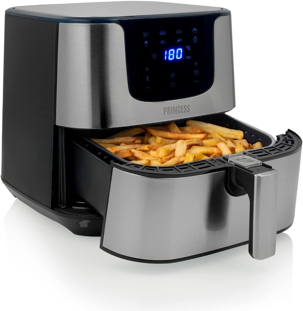Princess Friggitrice senza olio SlimFry - Design salvaspazio - Senza BPA - 8 L - 8 programmi - Temperatura e timer regolabili - 2 000 W - 182256