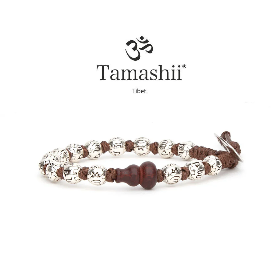 Bracciale Tamashii ruota della preghiera sfere argento 6mm BHS924-S7