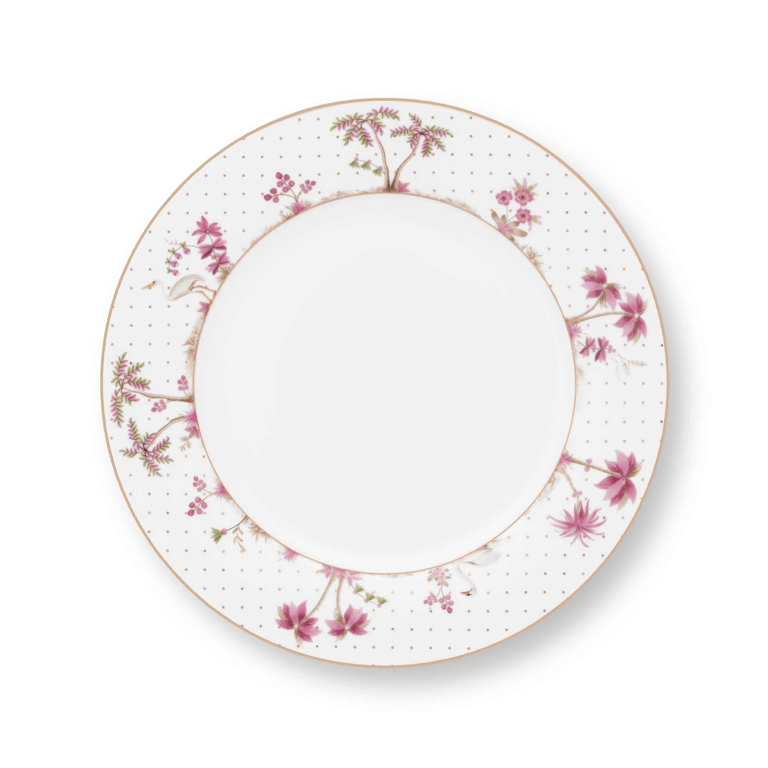 Plate Jolie Dots Gold Pink �C 26.5cm | Elegant Porcelain Tableware