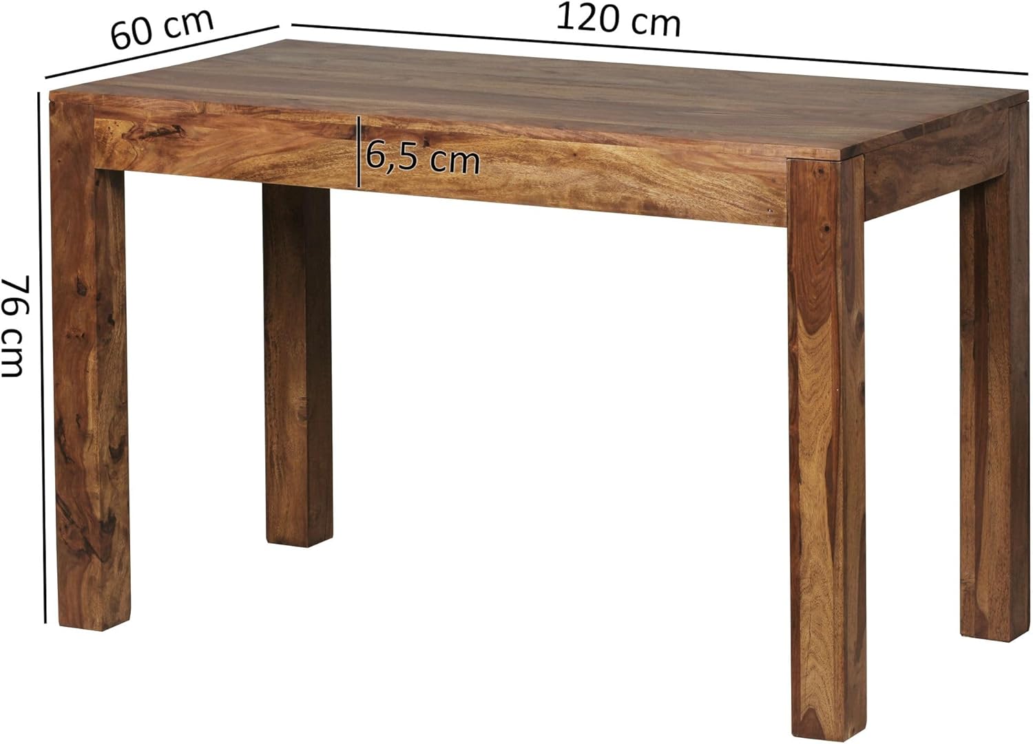 FineBuy Tavolo da Pranzo Legno Massello Sheesham 120 x 76 x 60 cm | Tavolo da Cucina Stile Country | Mobili Sala da Pranzo Prodotto Naturale
