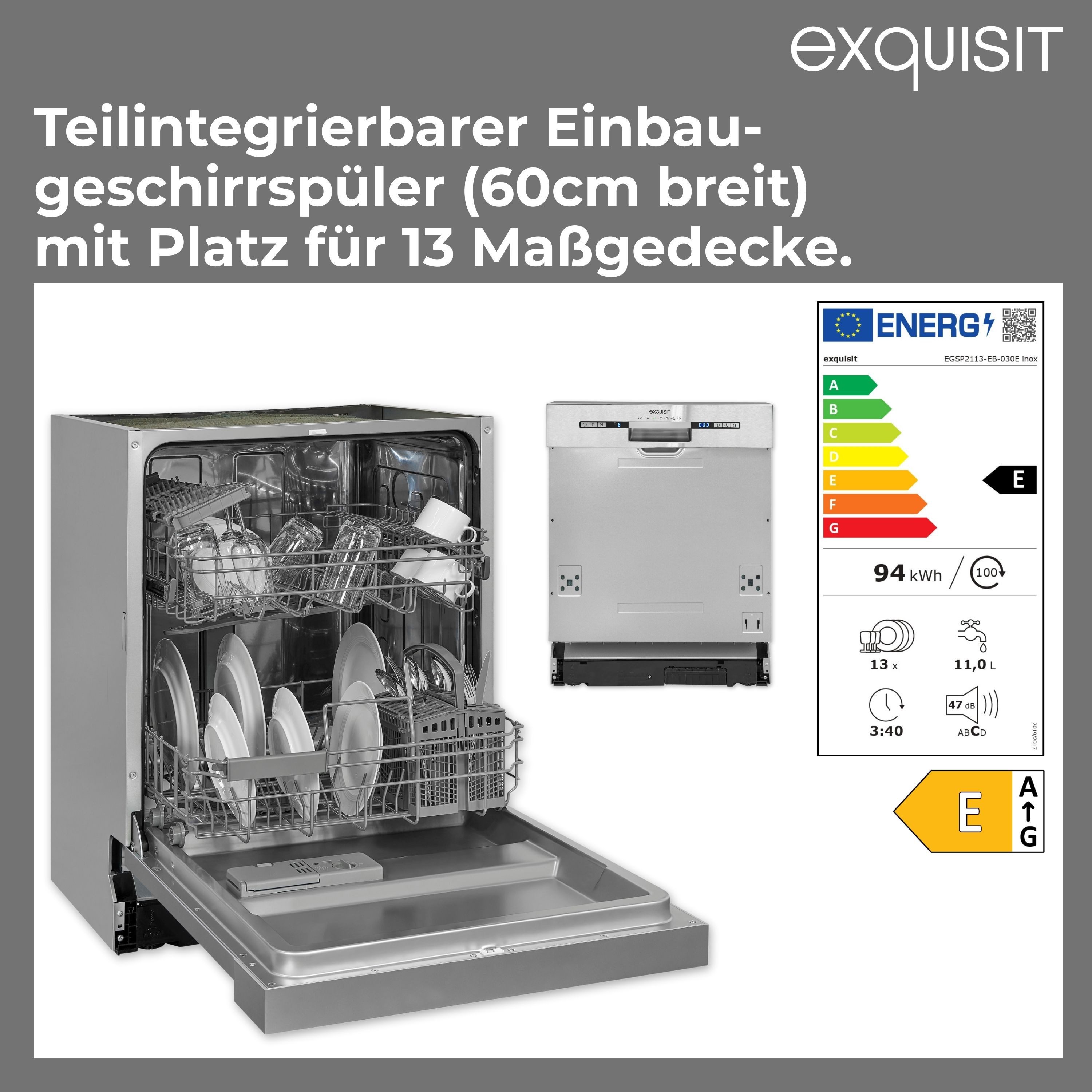 teilintegrierbarer Geschirrspüler PLUS EGSP2113-EB-030E