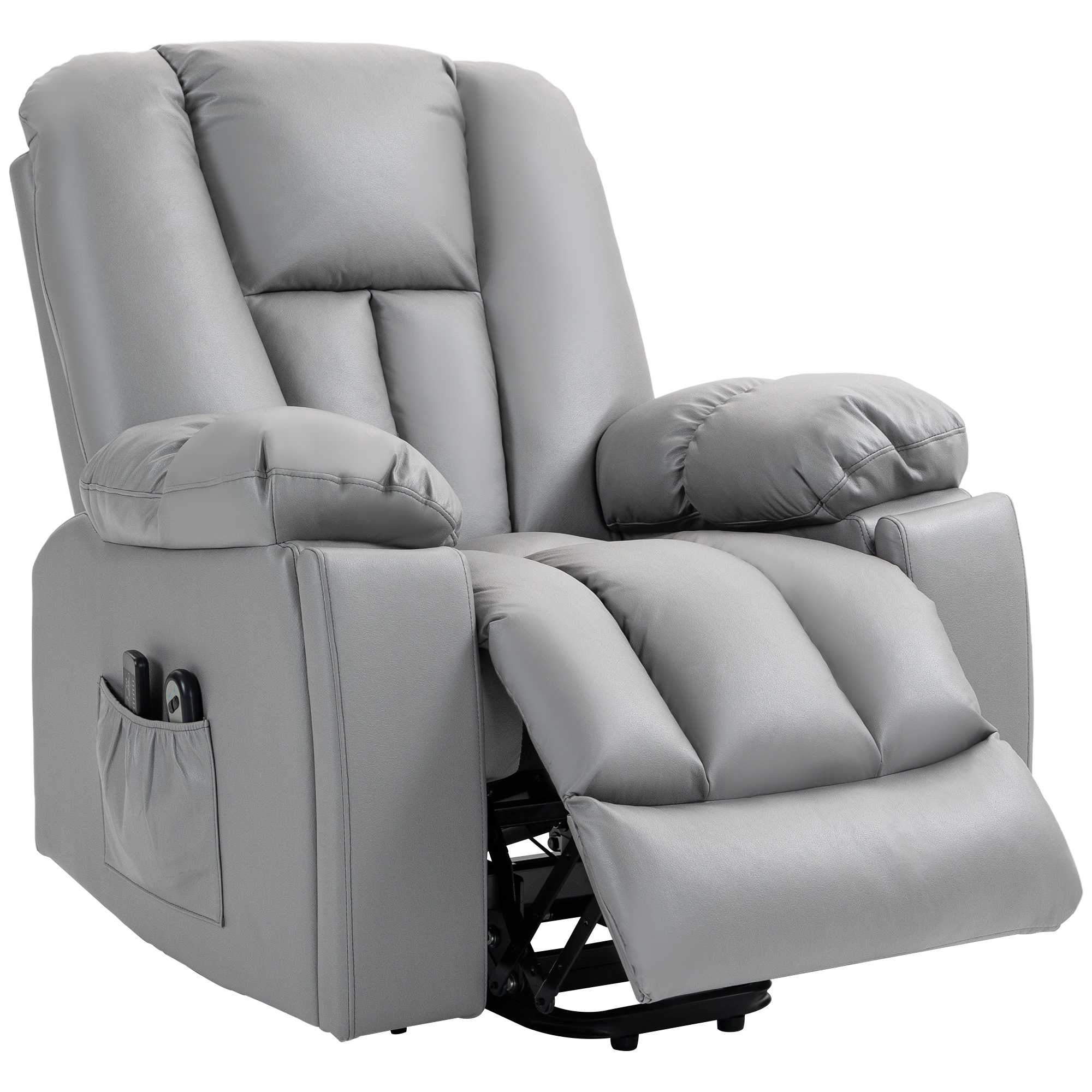 HOMCOM Massagesessel Relaxsessel Seniorensessel, Fernbedienung, Seitentaschen, 94 cm x 96 cm x 106 cm, Dunkelgrau