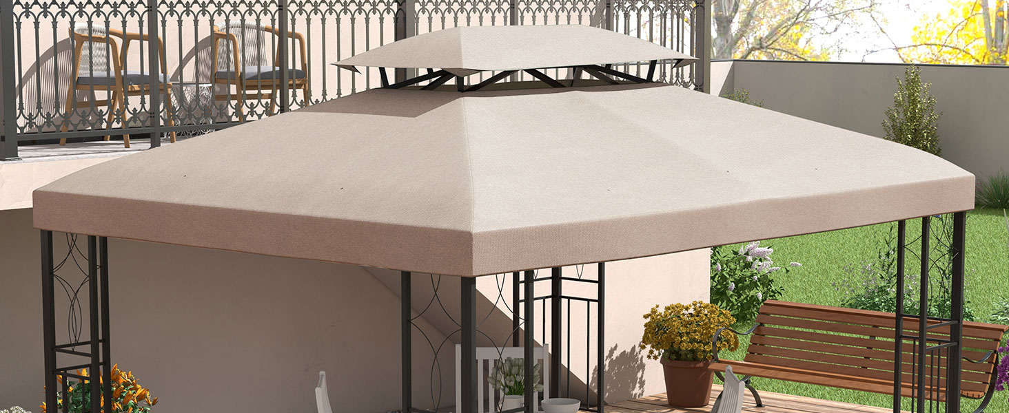 Copertura per Gazebo da Giardino Tetto Sostitutivo Anti-UV Impermeabile in Poliestere 