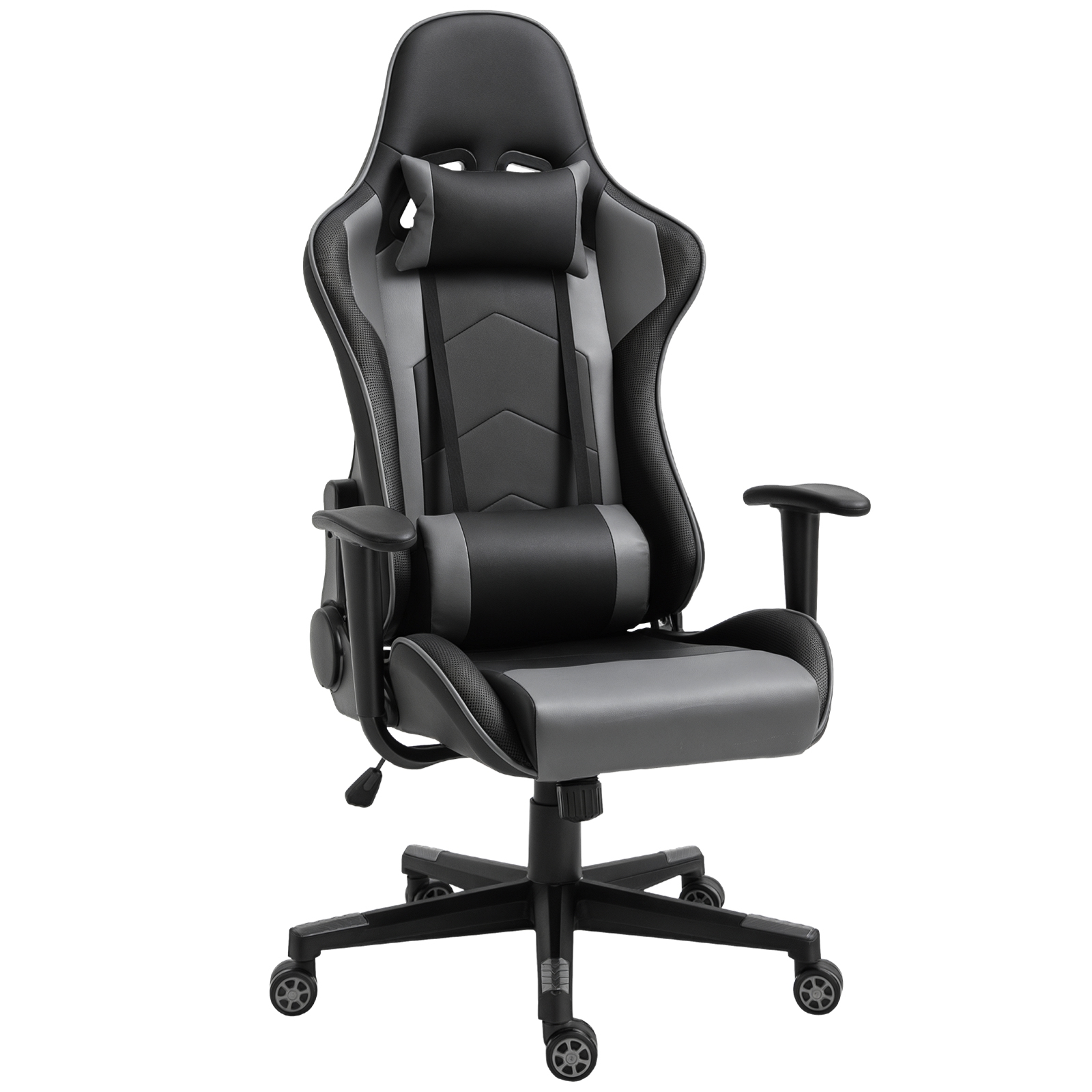 Vinsetto Ergonomischer Bürostuhl, Gaming Stuhl, Drehstuhl, Kunstleder, Schaumstoff, Schwarz, 67,5 x 74x 126-136 cm