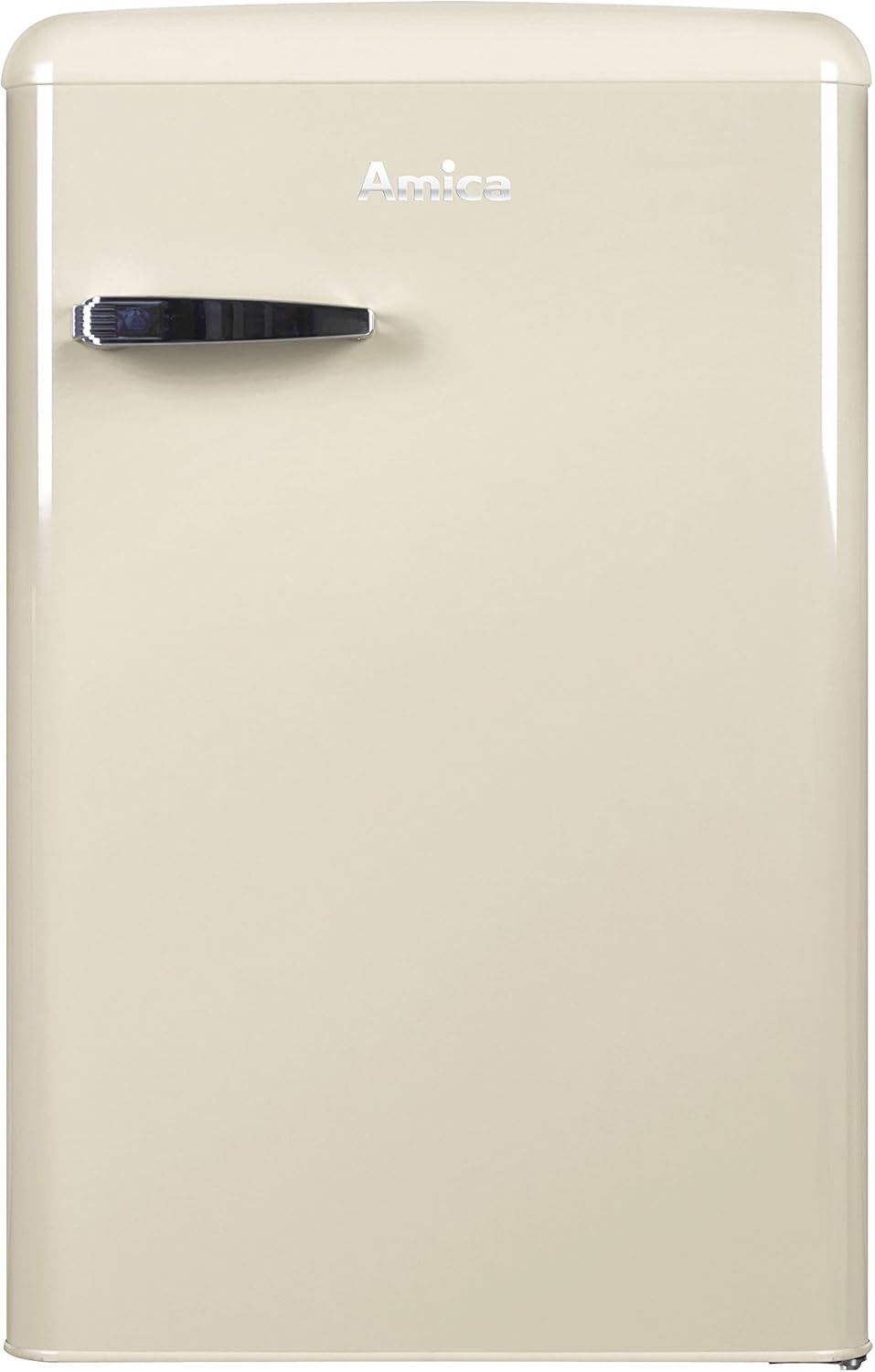 Amica KS 15615 B Retro Kühlschrank mit Gefrierfach / Coffee Cream (Beige) / 88cm (H) x 55cm (B) x 62cm (T) / Retro-Design