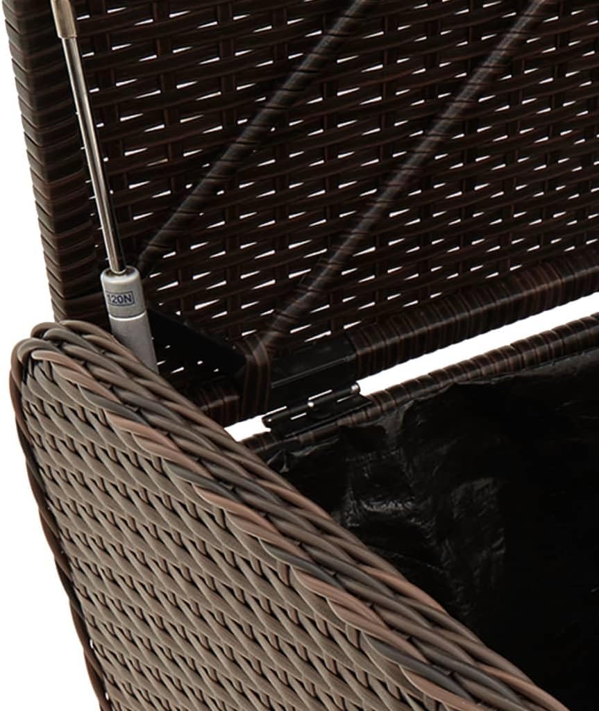 LAPOOH Outdoor / Indoor Bench with Brown Cushion in Polyrattan 115 x 51 x 52 cm