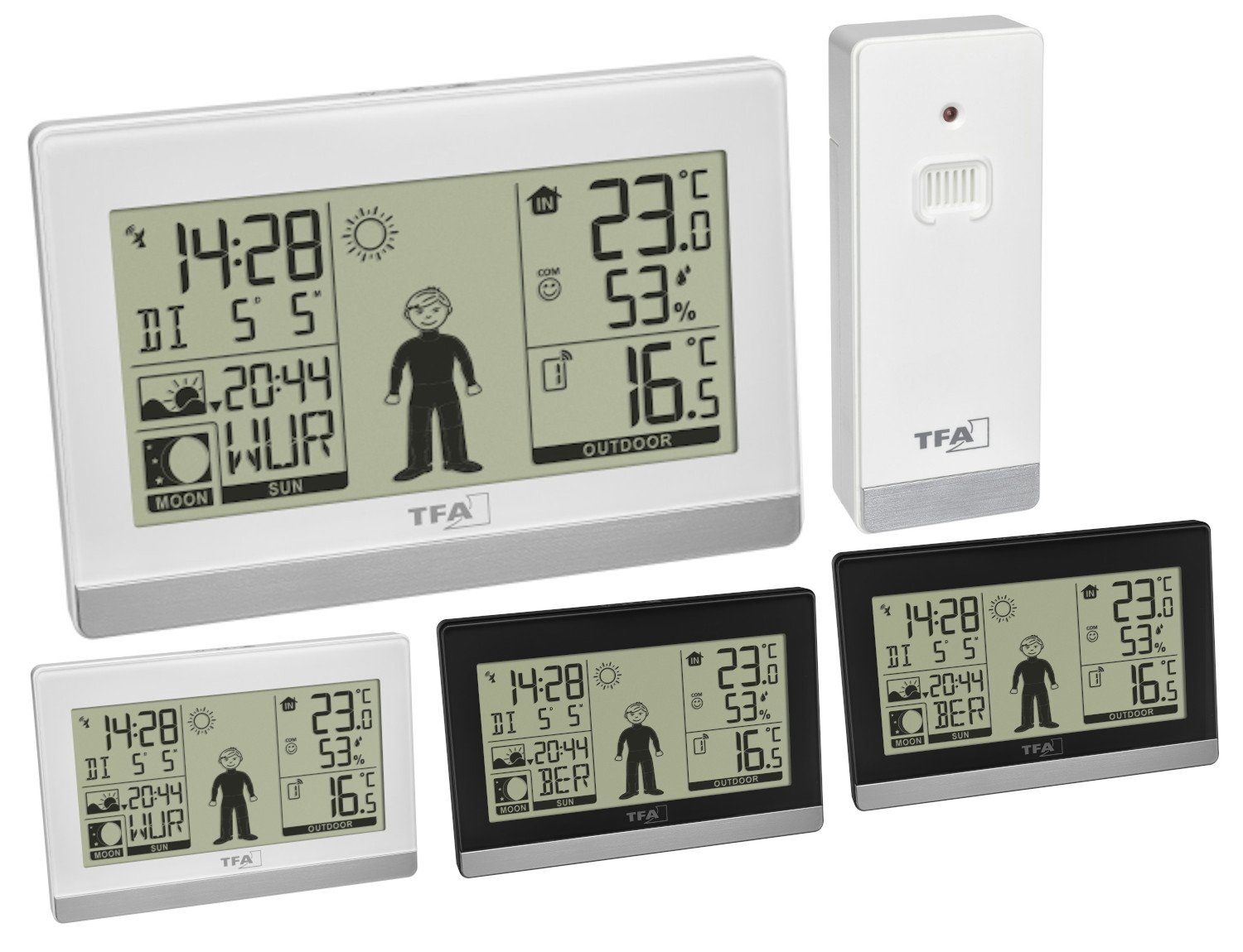 Funkwetterstation Weather Boy Mega TFA 35.1159.99 Funkuhr 2 Display digital