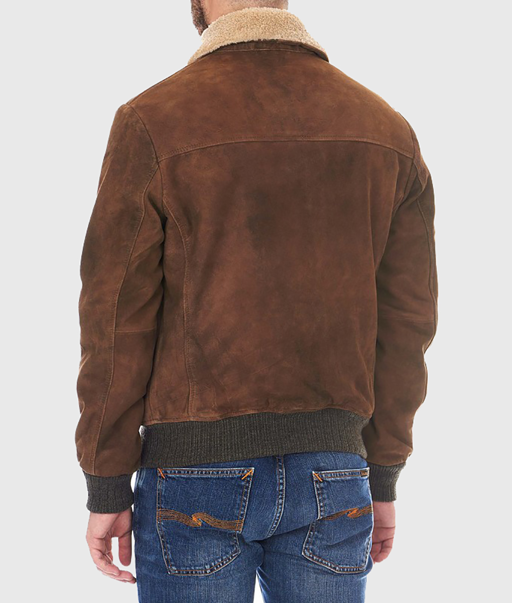 Liam Brown Suede Bomber Jacket