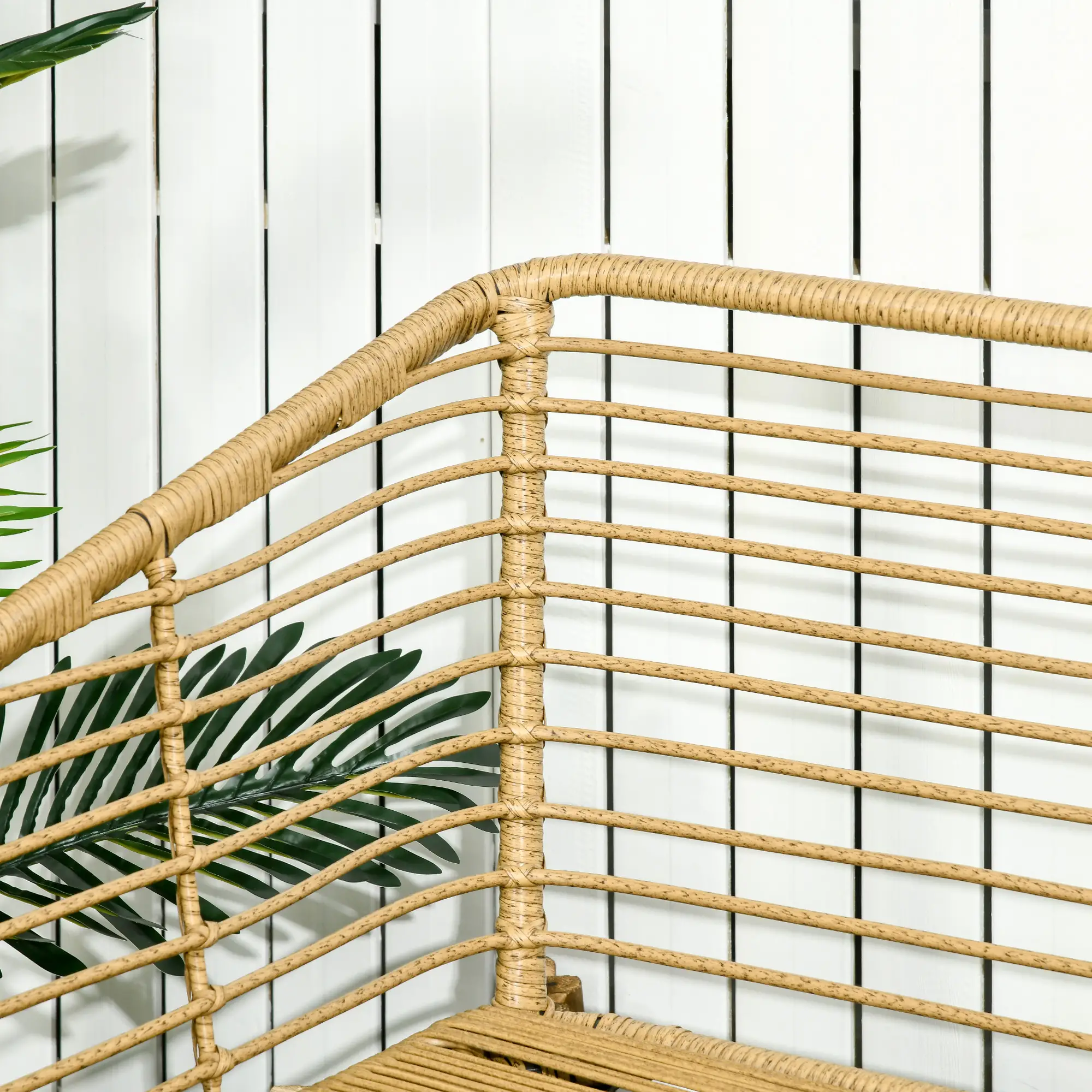Outsunny Polyrattan Tuinbankset 4-delig. Boho-stijl Glazen Salontafel