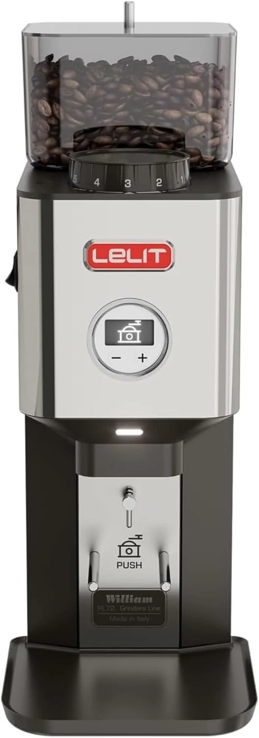 Lelit Kaffeemaschine, Silber, William PL72-P Kaffeemühle mit flachem Mahlwerk - Mit LCC