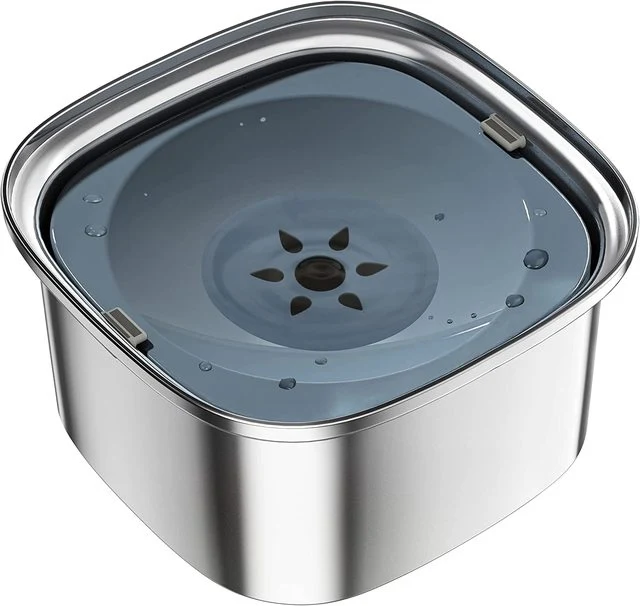Spill-Proof Dog Water Bowl �C 304 Stainless Steel with Floating Disc & Filter