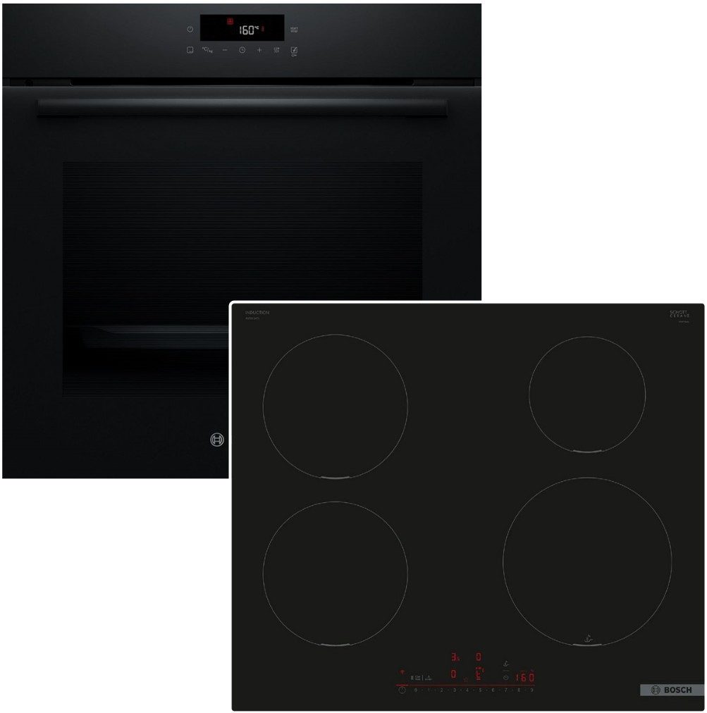 Backofen-Set Pyrolyse 3D Heißluft + Induktionskochfeld HomeConnect PowerBoost