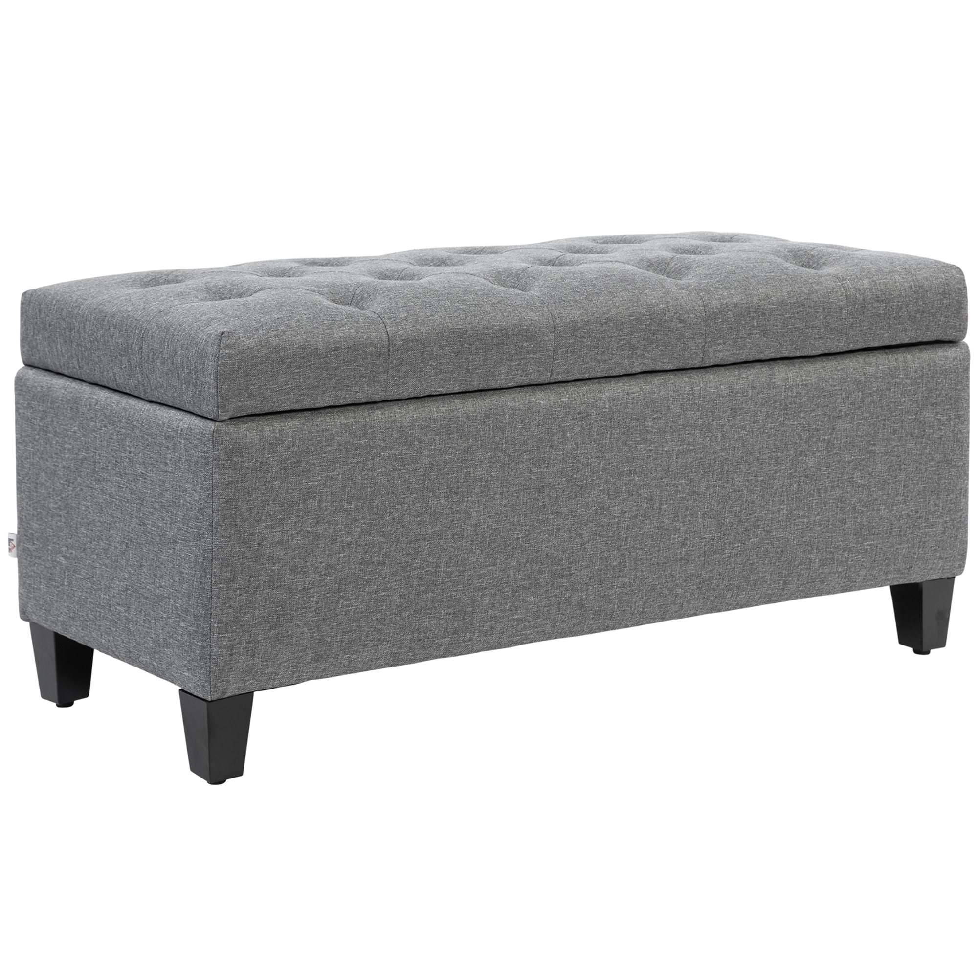 HOMCOM Sitzbank, Polsterbank mit Stauraum, leinenartiges Polyester, Kautschukholz, 100 x 40 x 44 cm, Hellgrau