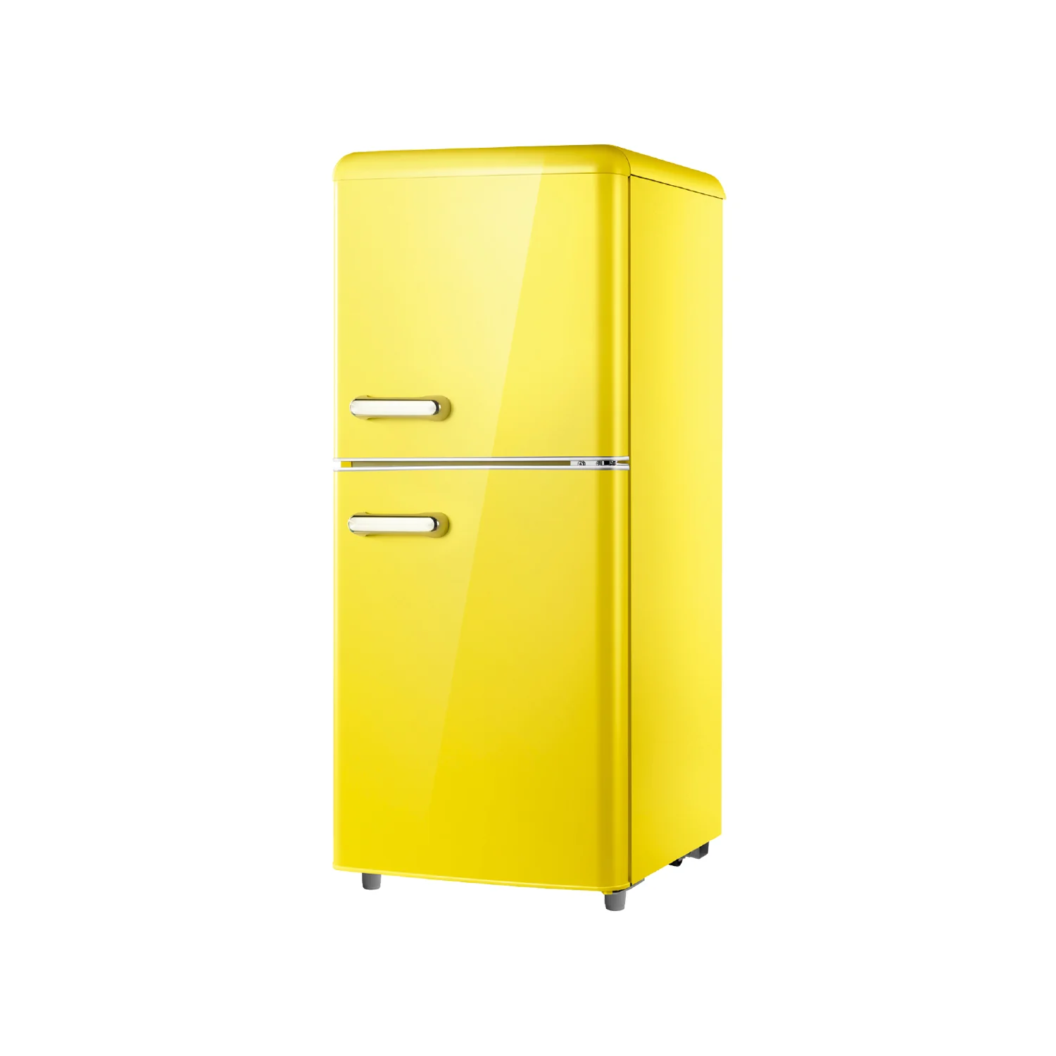Frigorifero Doppia Porta Retro 110L Giallo – Stile Vintage e Funzionalità Moderna