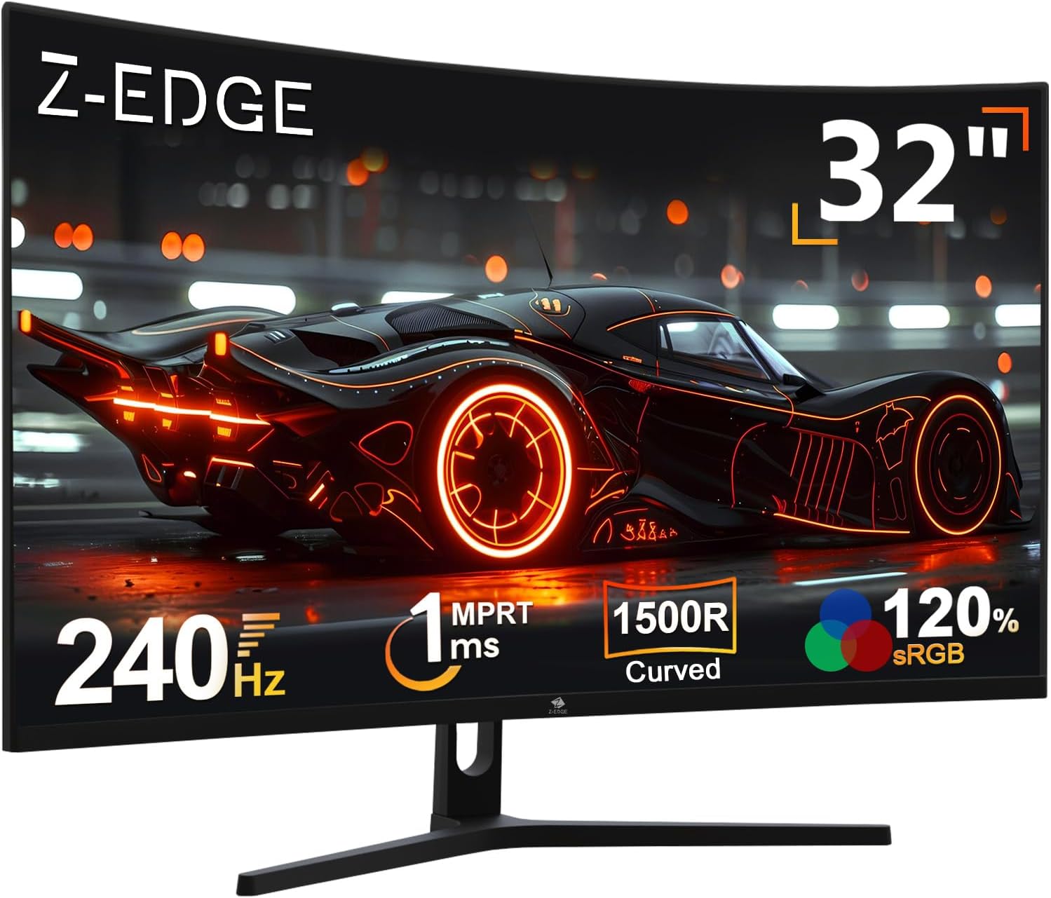 Z-Edge Monitor Gaming Curvo 32'' 240 Hz, 1ms, 1080P, FreeSync, Schermo PC Cornice Ultra Sottile, 1500R VA, Inclinazione Regolabile, 2* HDMI 2.0 & 2* DP 1.4, RGB Luce respiratoria(Cavo HDMI Incluso)