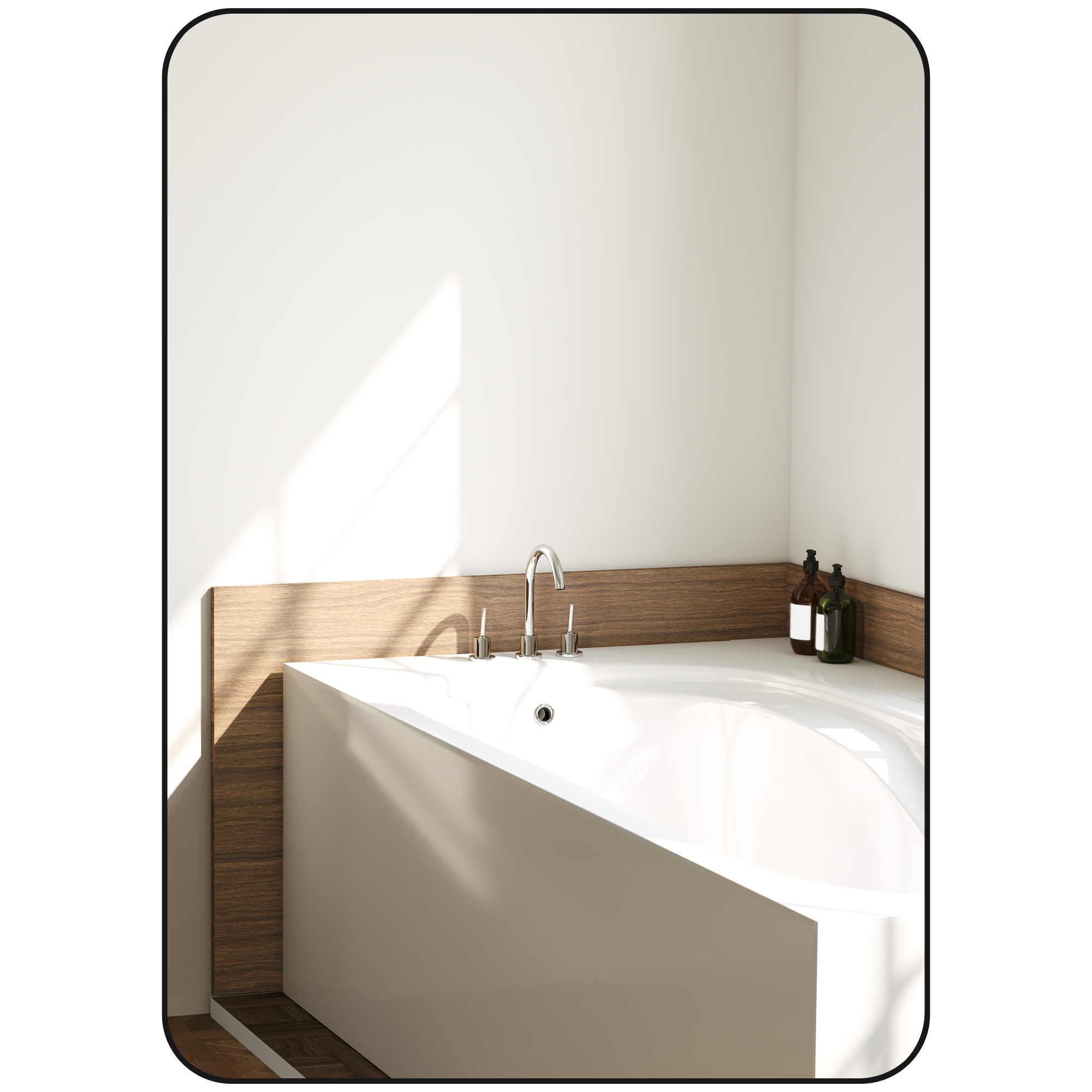 HOMCOM Wandspiegel Badezimmerspiegel rechteckig mit schwarzem Rahmen aus Aluminiumlegierung für Schlafzimmer, Wohnzimmer 50 x 70 cm