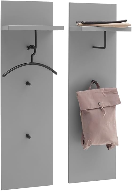 Lomadox Garderoben-Set 6-teilig mit LED-Beleuchtung in grau | Flurgarderobe in Arktis Grau, modern