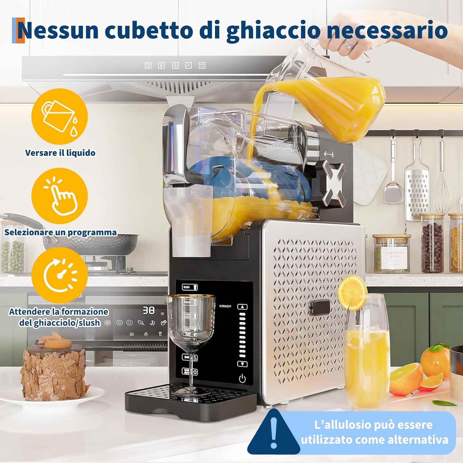 Macchina per Granite 1,9L Grande Capacità, RapidChill Tecnologia, 5 Programmi, Autopulizia, Silenziosa, Tutto-in-Uno per Slushie, Frappé, Milkshake, Cocktail, Facile da Pulire