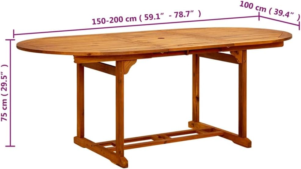 vidaXL Extendable Outdoor Table Garden Furniture Coffee Table Dining Table Patio Furniture Patio Acacia Wood