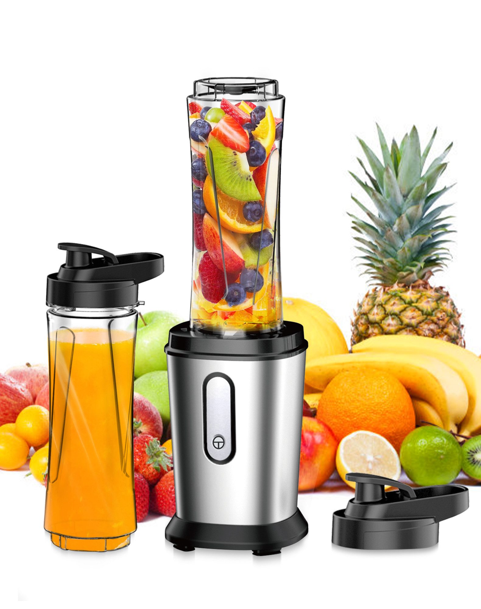 Smoothie-Maker Mixer 22.000 U/min mit 2x 600ml Trinkflasche
