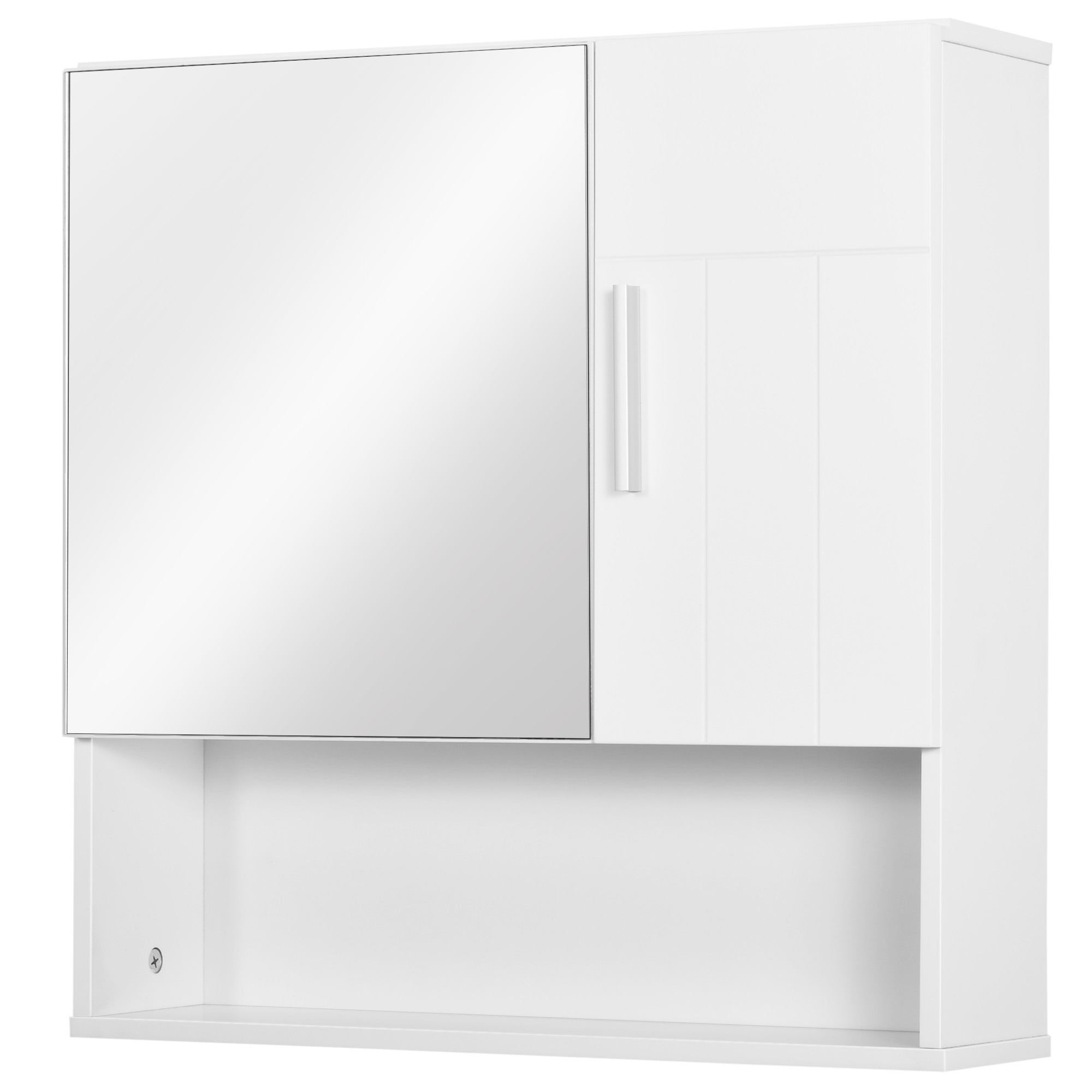 kleankin Wandspiegel-Badezimmerschrank mit Türen und verstellbarem Regal - Abmessungen 54L x 15,2B x 55,3H cm weiß