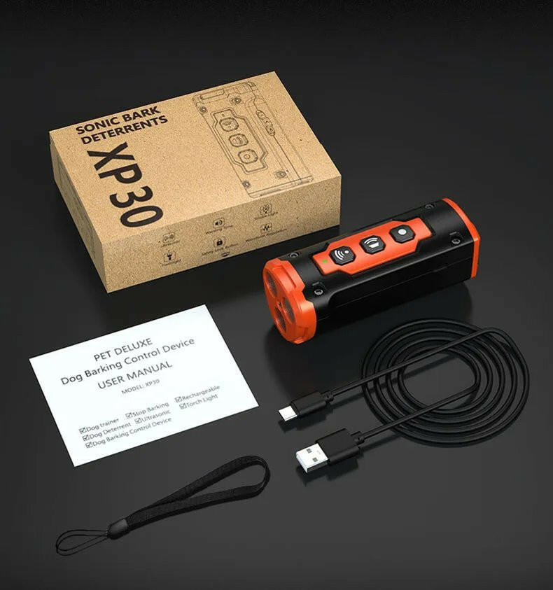 Ultrasonic Dog Training Device �C 3 Sonic Emitters, 50ft Range & LED Flashlight