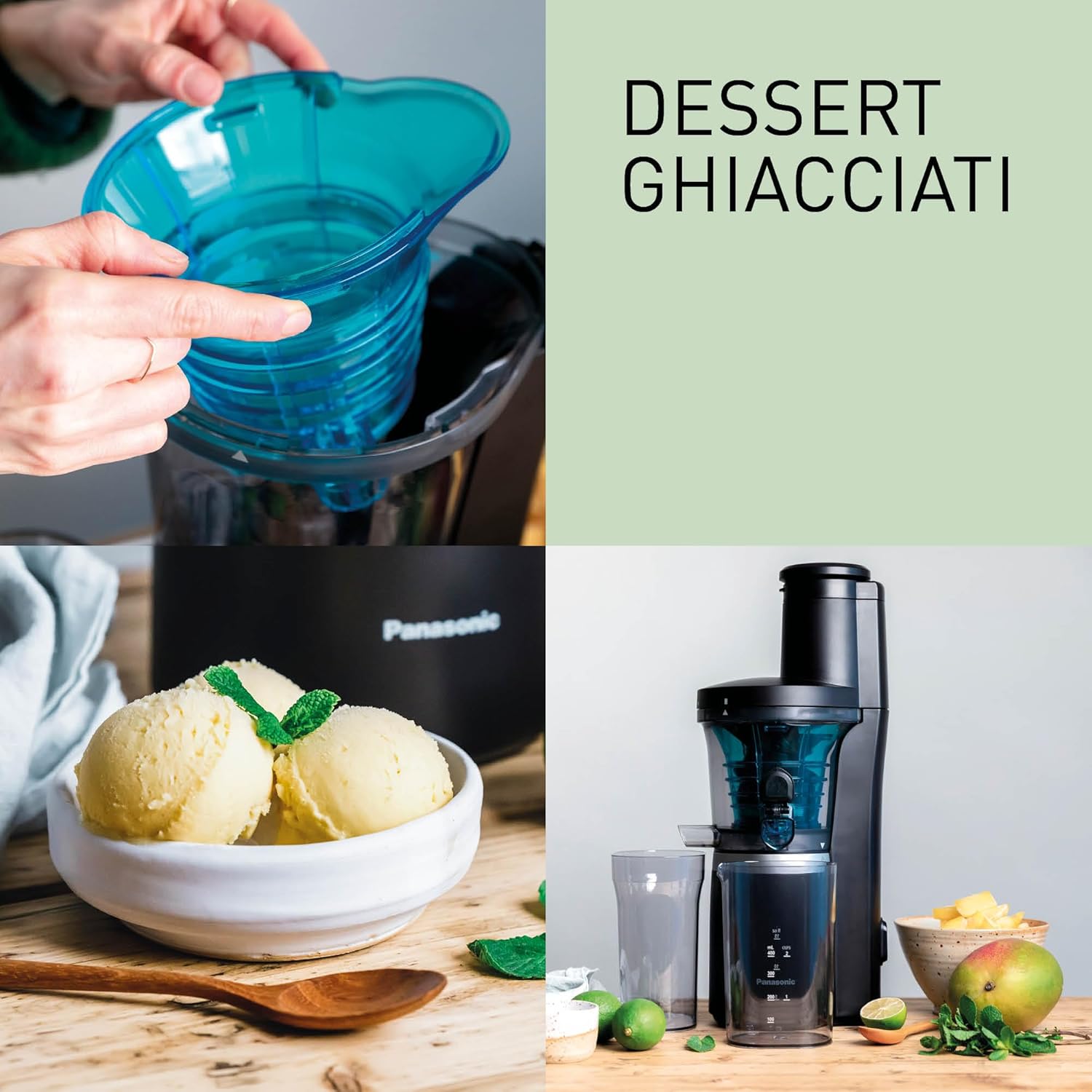 Panasonic Slow Juicer MJ-L700KXE, Estrattore Elettrico, Spremitura di Frutta e Verdura Intera, Apertura 75mm, Design Elegante e Sottile, Sicuro e Pratico, Nero