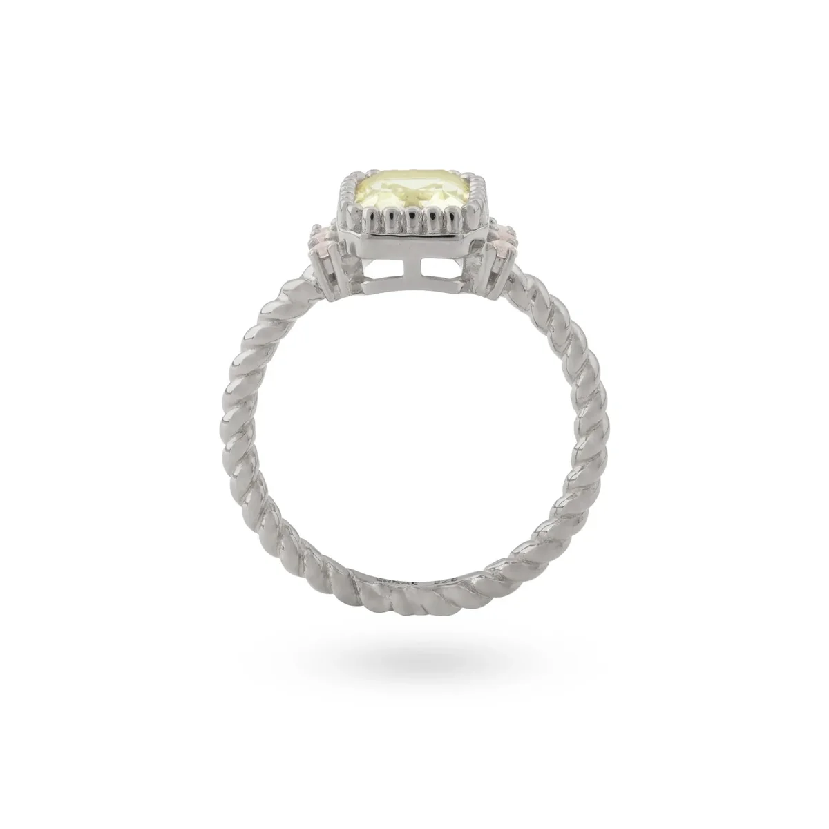 Anello 24Kae in argento rodiato con zircone acquamarina 12402S