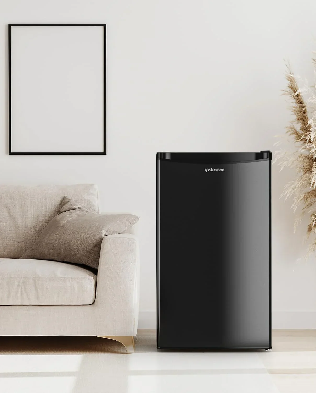 Upstreman 3.2 Cu.Ft Mini Fridge Freezer Single Door Fridge Dorm Fridge Adjustable Thermostat