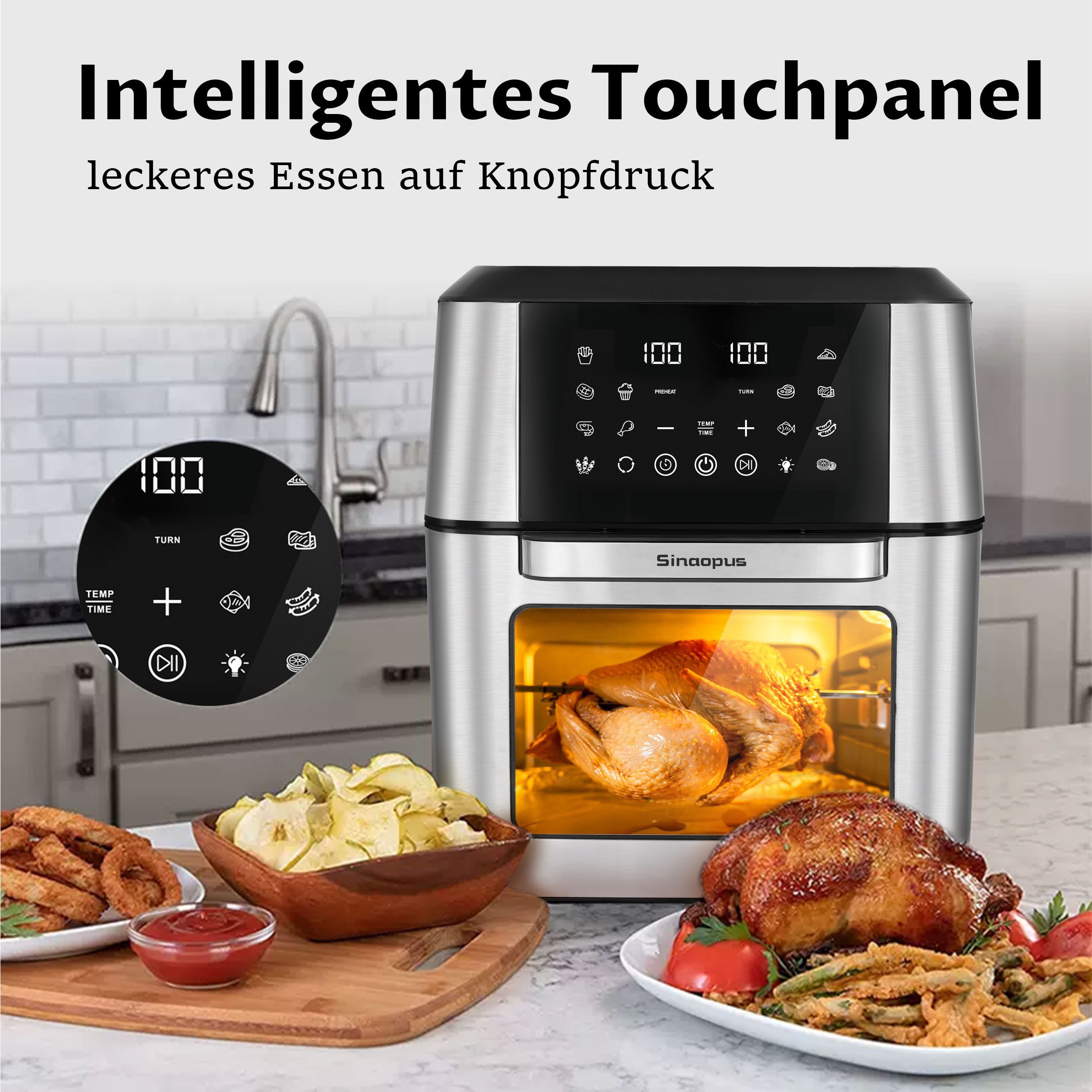 Heißluftfritteuse XXL 12L Heissluftfritteuse, Mini Backofen mit weniger Öl für Familien