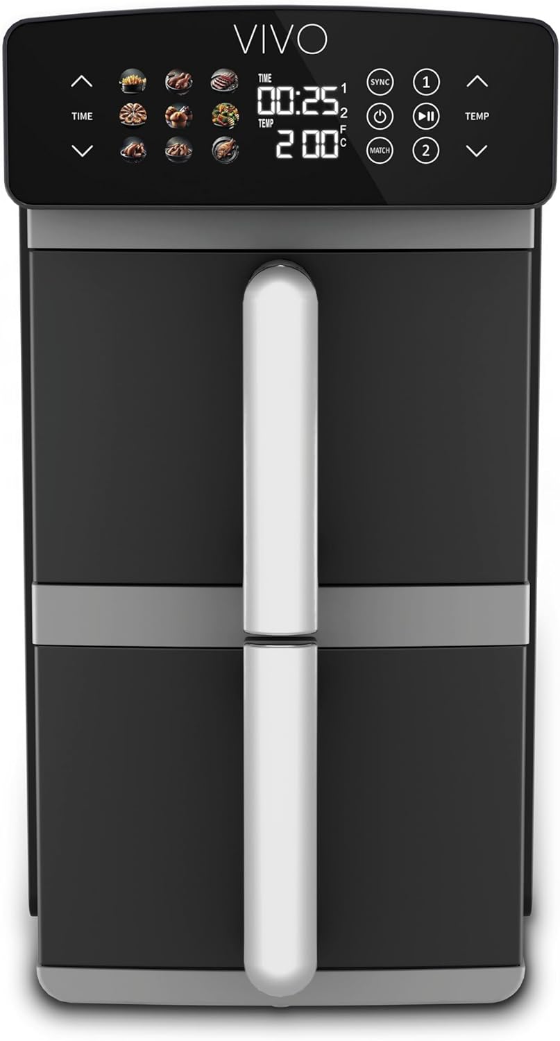 CLASSE ITALY Friggitrice ad Aria Doppio Cestello Verticale, Capacità 11 Lt, Doppia Resistenza, Cottura su 4 Livelli, Funzione Sync & Match, 9 Programmi, Senza PFAS, Temperatura da 60° a 220°, 2400W