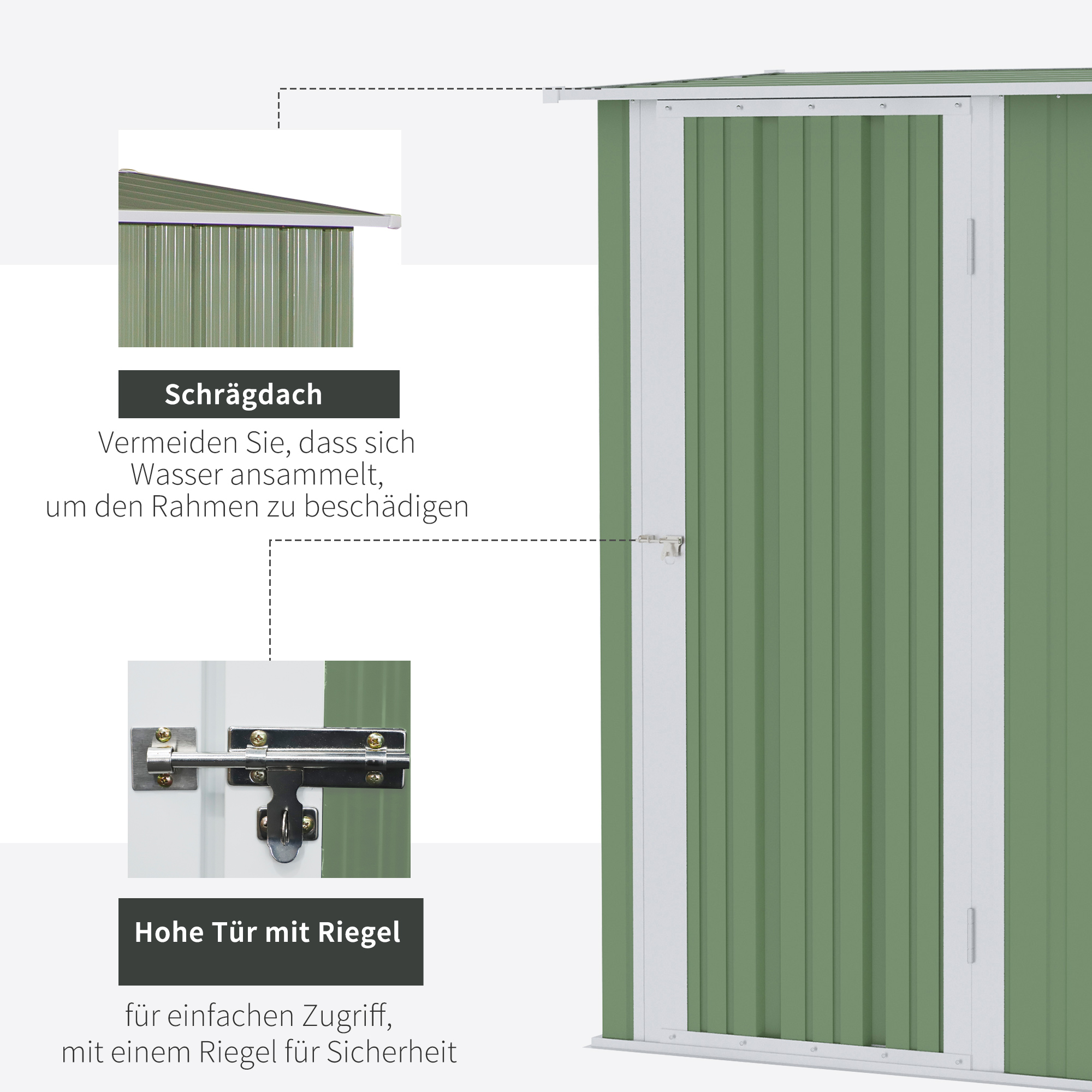 tuinhuisje met deur staal groen 142 x 84 x 189 cm