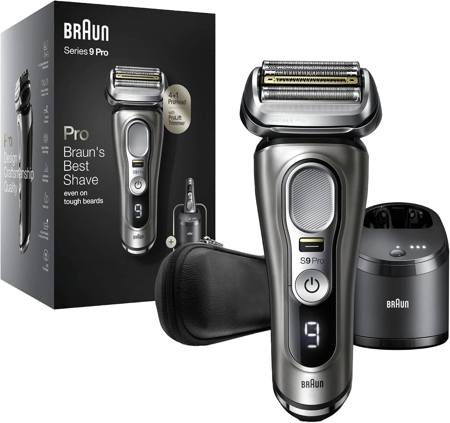 Braun Elektrorasierer, Braun, Series 9 Pro Rasierer Herren, Testsieger Stiftung Warentest, 4+1 Scherkopf