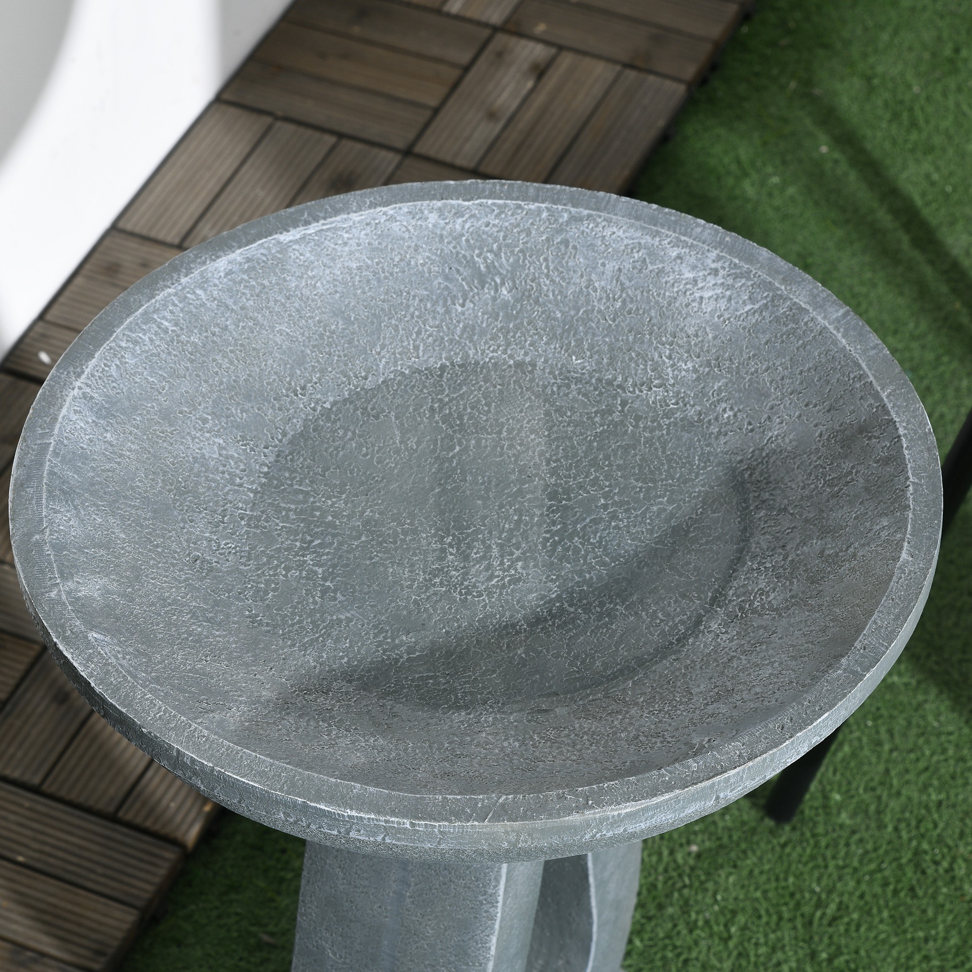 Vogelbad Drinkbak, Steenoptiek, 40 cm x 40 cm x 51 cm, Grijs