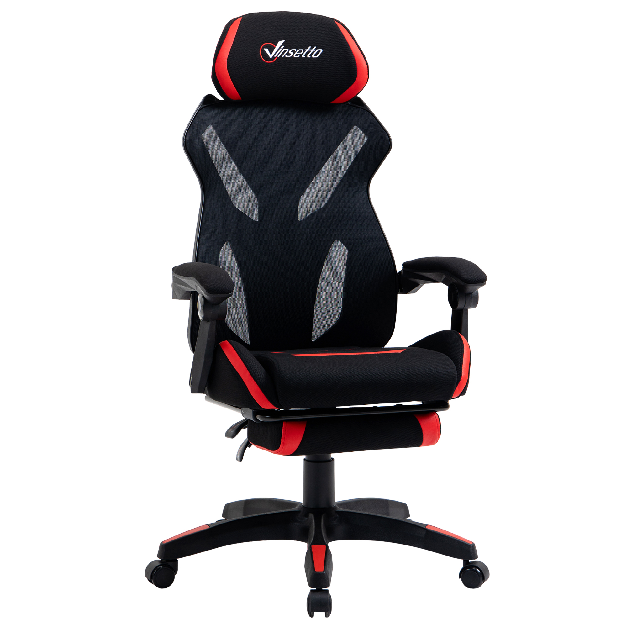 Vinsetto Bürostuhl Ergonomischer Bürostuhl mit Fußstütze Lendenstütze Höhenverstellbar Drehbare Rollen 65 x 65 x 129 cm