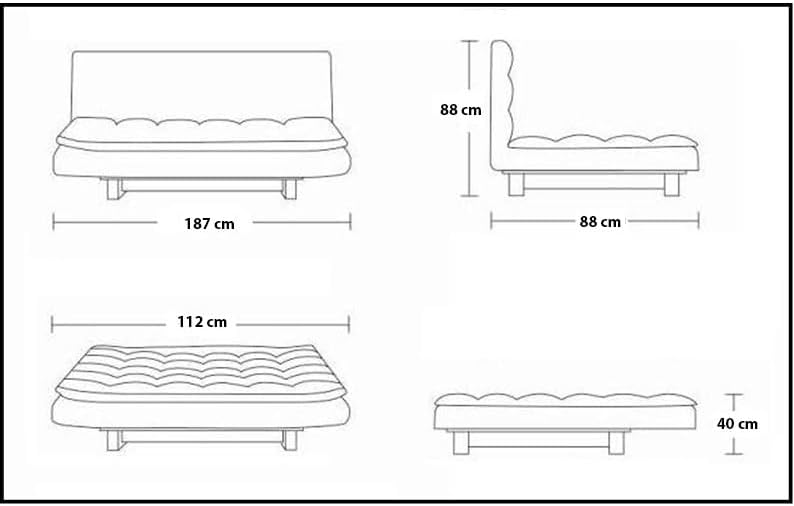 Bagno Italia Divano letto sofa 188x72 nero ecopelle braccioli soggiorno salotto modello Francesca I